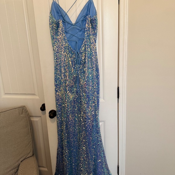 Amarra Blue Sequin Formal Gown - Picture 4 of 5